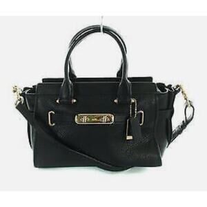 Coach Swagger 27 Satchel Black Pebbled Leather Gold Hardware NWOT Crossbody Read